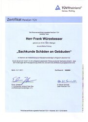 Zertifikat: Sachkunde Schäden an Gebäuden